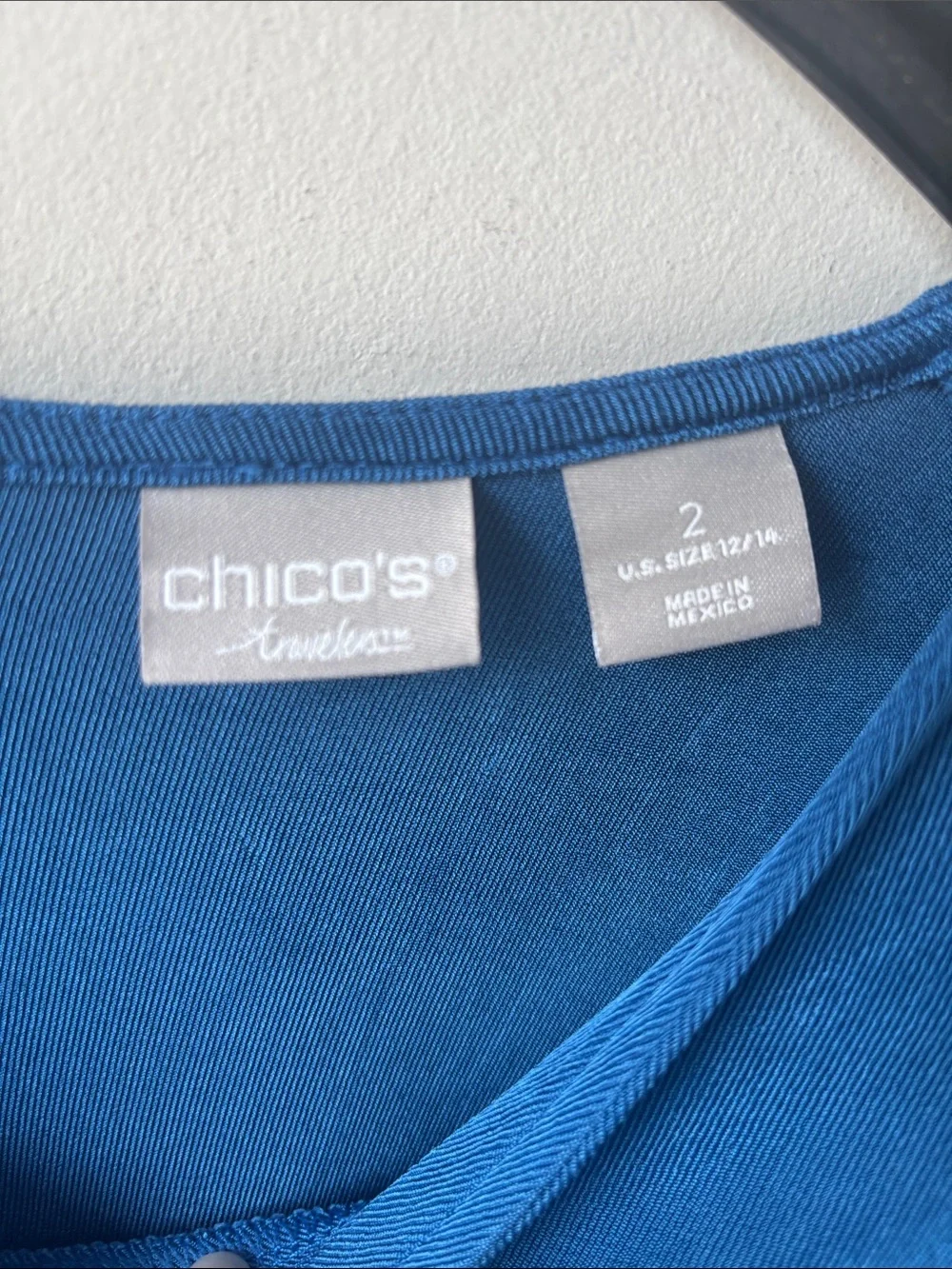 Chico's Deep Blue Long Sleeve Tunic Top size 12/14 or Chico size 2